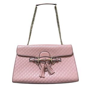 Authentic Gucci Medium Microguccissima Emily chain shoulder bag Pink Leather